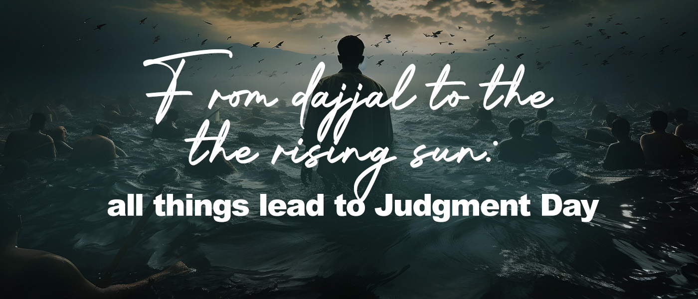 A lone figure stands on the edge of a rocky cliff high above the clouds, gazing at a breathtaking night sky filled with luminous blue galaxies, stars, and swirling cosmic clouds. The horizon glows softly with golden light, blending the heavens and earth in a scene that feels vast, spiritual, and awe-inspiring.